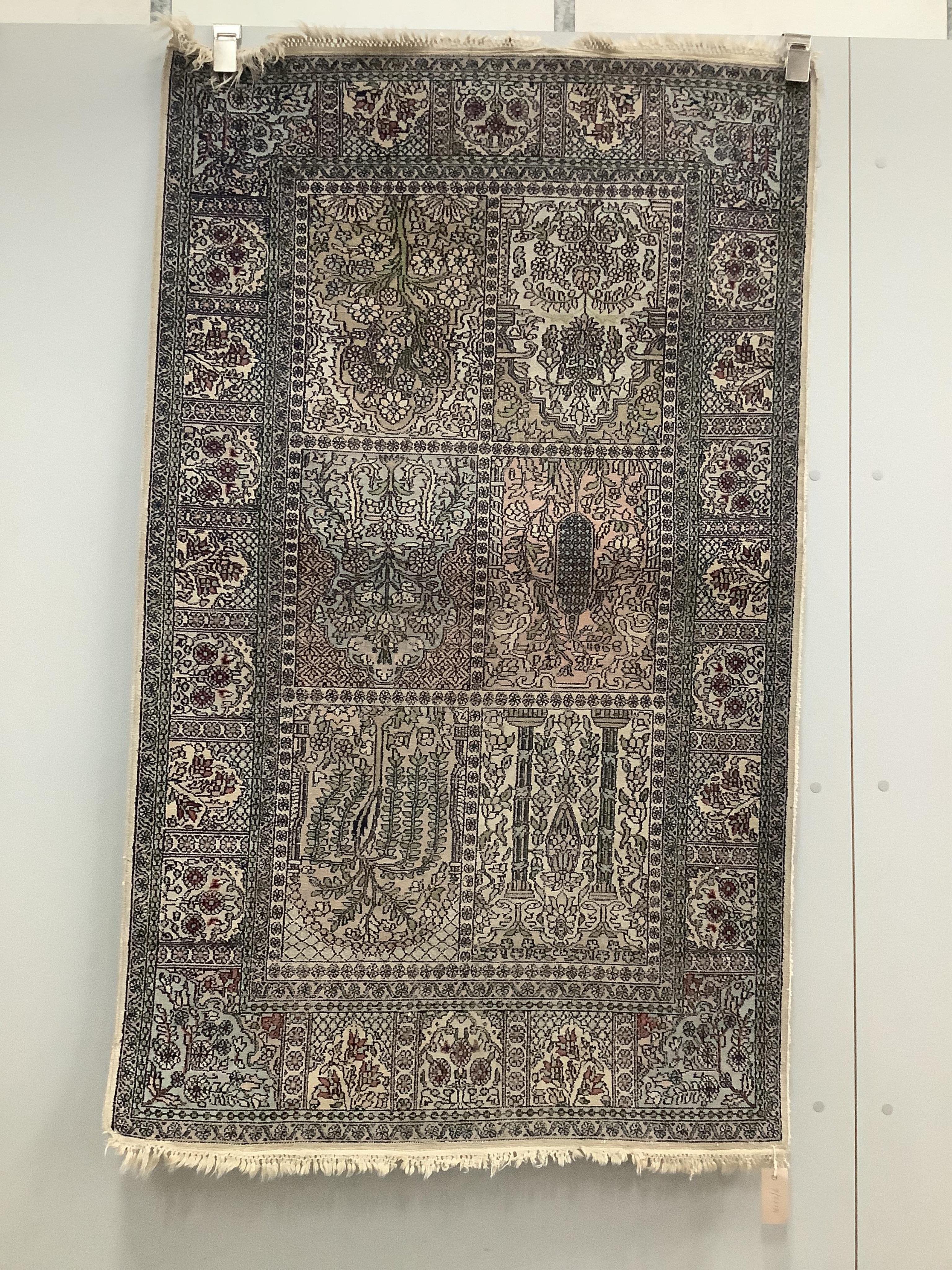 An Indian Persian style rug, 150 x 89cm and a small runner 180 x 64cm. Condition - both poor, faded